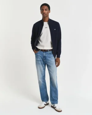 Cardigan zippé en laine d’agneau ultra-fine – Gant