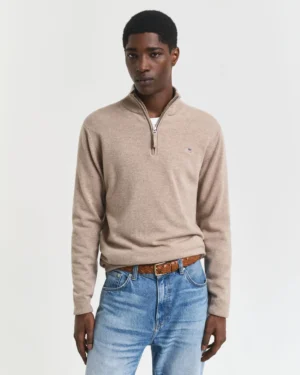 Pull à demi-zip en laine d’agneau ultra-fine – Gant