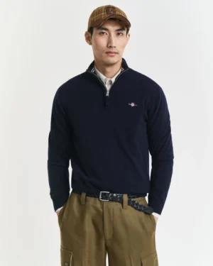 Pull à demi-zip en laine d’agneau ultra-fine – Gant