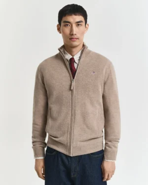 Cardigan zippé en laine d’agneau ultra-fine – Gant